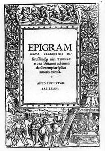 Het Kamp van de Barbaarse Koning, Epigrammen van Thomas More (1478-1535) door English School